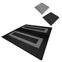 Vented garage floor tiles in black and grey, featuring textured surfaces and interlocking edges for easy installation and durability