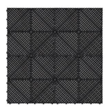 Hexagon LED Lights x 2 & Vented Garage Floor Tiles x 225 With Edges - Black