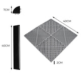Hexagon LED Lights x 2 & Vented Garage Floor Tiles With Edges - 165 Grey & 60 Blue