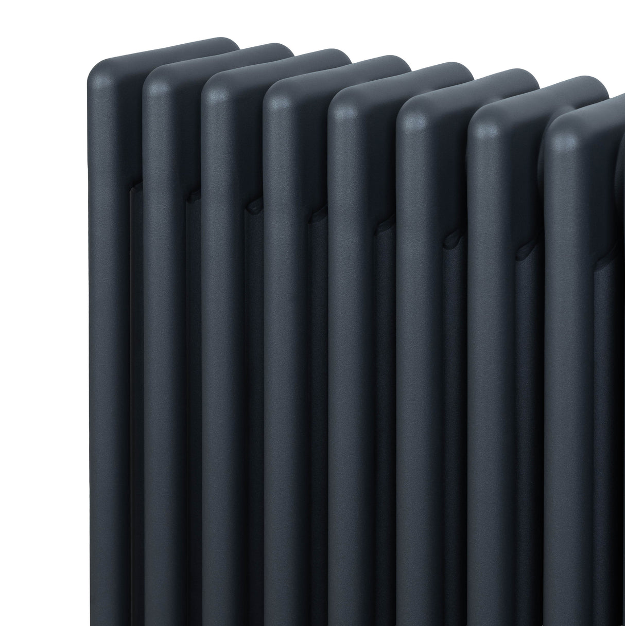 Traditional anthracite 4 column radiator with a sleek, modern design, featuring smooth, rounded edges and a matte finish
