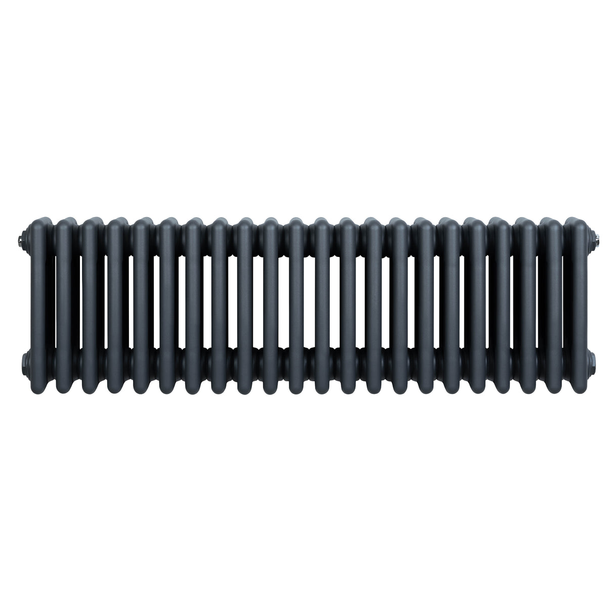 Traditional anthracite 4 column radiator, 300 x 1010mm, featuring a sleek, ribbed design with a smooth matte finish and rounded edges