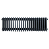 Traditional anthracite 4 column radiator, 300 x 1010mm, featuring a sleek, ribbed design with a smooth matte finish and rounded edges