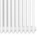 Traditional white 4 column radiator with a smooth, glossy finish, measuring 300 x 1010mm, ideal for efficient heating