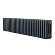 Traditional anthracite 4 column radiator, 300 x 1370mm, featuring a sleek, ribbed design with a smooth, matte finish