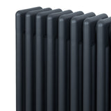 Traditional anthracite 4 column radiator with a sleek, modern design, featuring a smooth finish and sturdy vertical columns