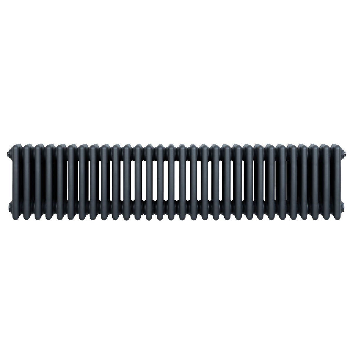 Traditional anthracite 4 column radiator, 300 x 1370mm, featuring a sleek, ribbed design with a smooth, matte finish