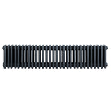 Traditional anthracite 4 column radiator, 300 x 1370mm, featuring a sleek, ribbed design with a smooth, matte finish
