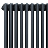 Traditional anthracite 4 column radiator with a sleek, matte finish, featuring rounded edges and a modern design for efficient heating