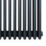 Traditional anthracite 4 column radiator with a sleek, matte finish, featuring rounded edges and a sturdy design, ideal for heating