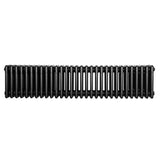 Traditional black 4 column radiator measuring 300 x 1370mm, featuring a sleek design with smooth, glossy finish and vertical lines
