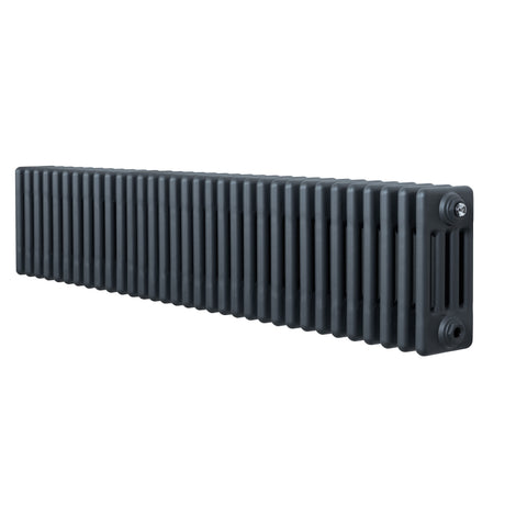 Traditional anthracite 4 column radiator, 300 x 1505mm, featuring a sleek, elongated design with a textured surface for efficient heat distribution