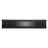 Traditional black 4 column radiator, 300 x 1505mm, featuring a sleek, smooth finish and evenly spaced vertical columns for efficient heating