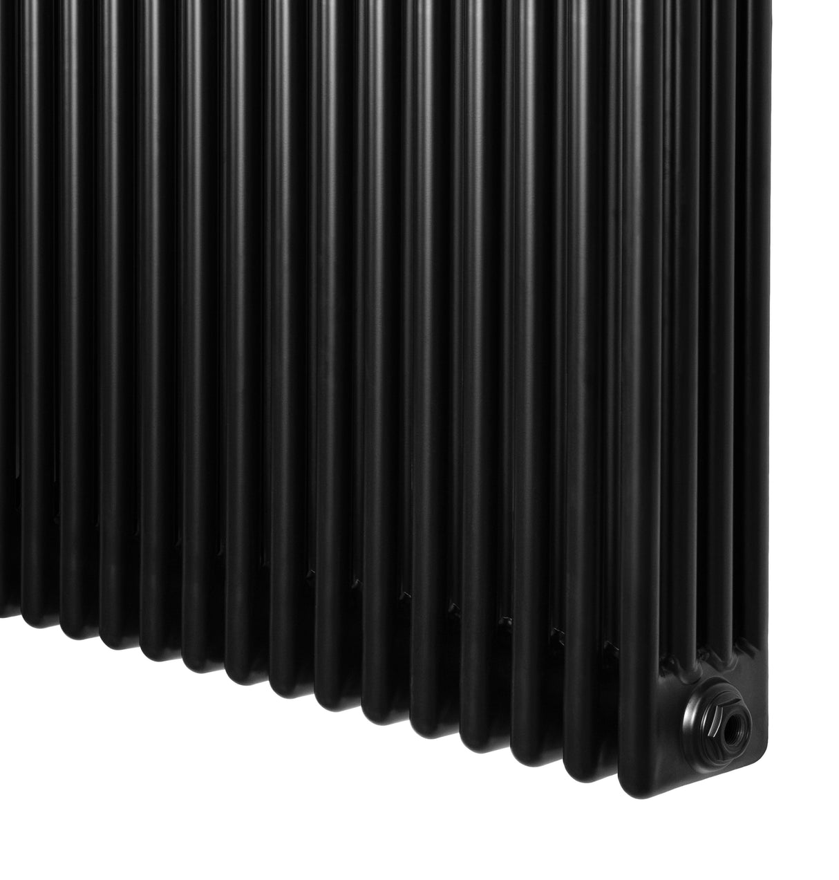 Traditional black 4 column radiator, 300 x 1505mm, featuring a sleek, ribbed design and a smooth, matte finish for modern interiors