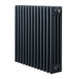 Traditional anthracite grey 4 column radiator, 600 x 605mm, featuring a sleek, smooth finish and vertical slats for efficient heating