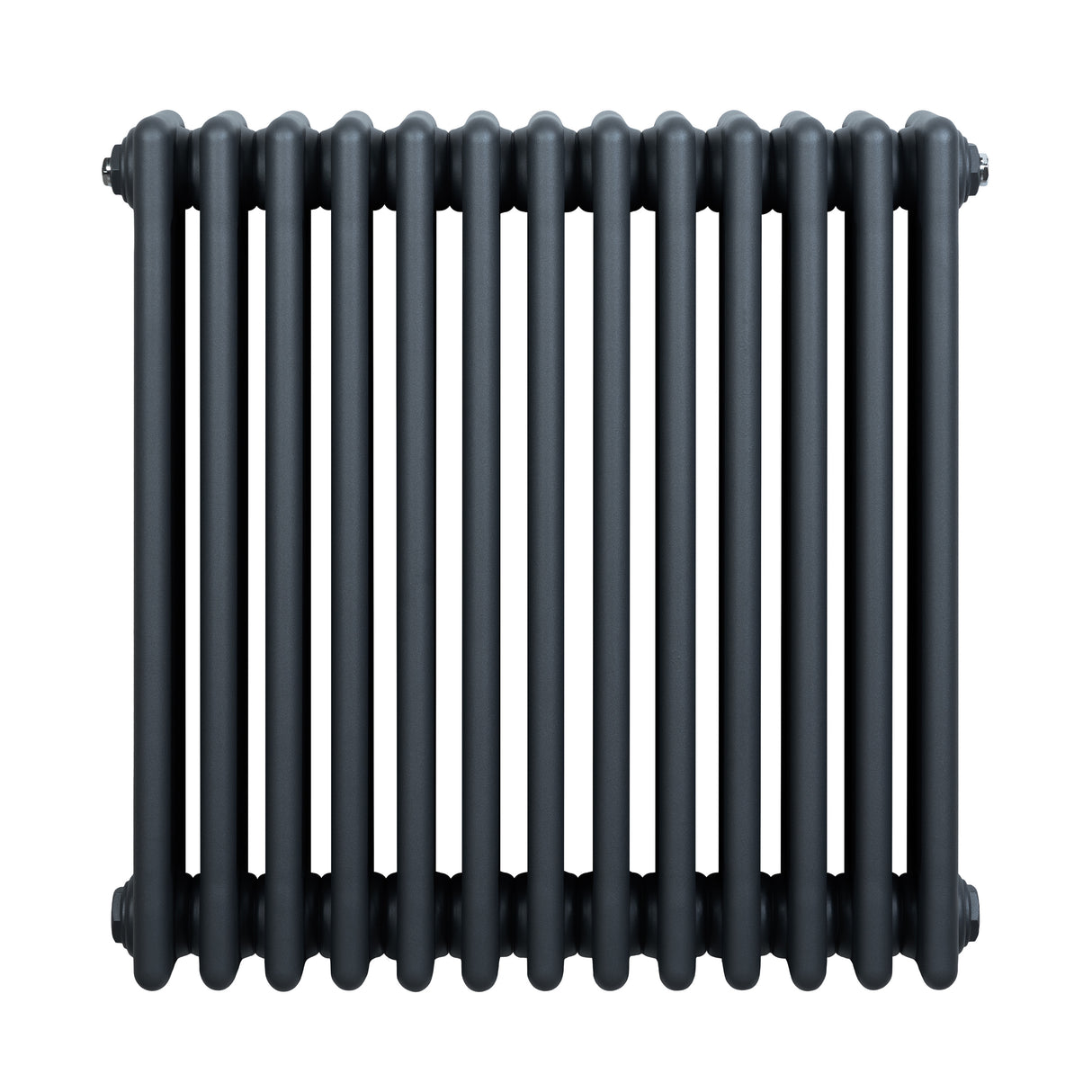 Traditional anthracite grey 4 column radiator with a sleek, ribbed design, measuring 600 x 605mm, ideal for classic interiors