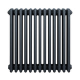 Traditional anthracite grey 4 column radiator with a sleek, ribbed design, measuring 600 x 605mm, ideal for classic interiors