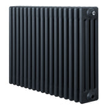 Traditional 4 column radiator in anthracite grey, featuring a sleek, textured finish and compact design, measuring 600 x 785mm