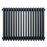 Traditional anthracite grey 4 column radiator with a sleek, smooth finish, featuring rounded edges and a modern design