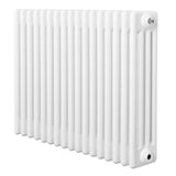 Traditional white 4 column radiator, 600 x 785mm, featuring a smooth, glossy finish and vertical slats for efficient heating
