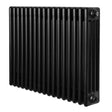 Traditional black 4 column radiator, 600 x 785mm, featuring a sleek, smooth finish and vertical ribbed design for efficient heating