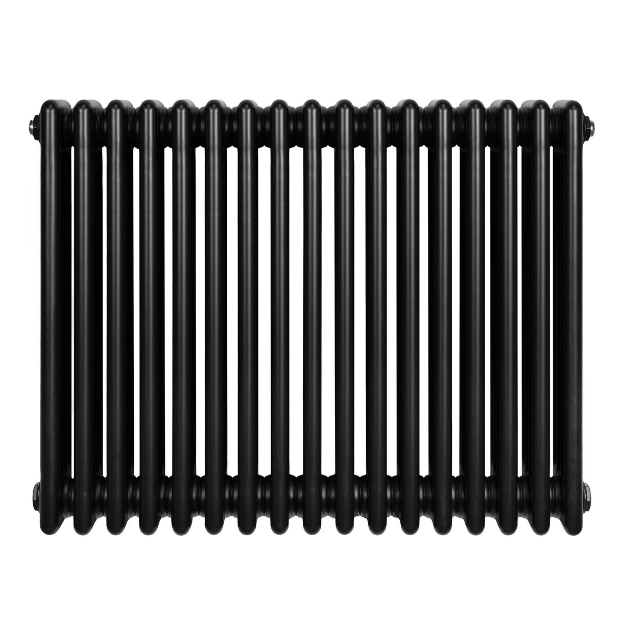 Traditional black 4 column radiator, 600 x 785mm, featuring smooth, rounded edges and a sleek, glossy finish for modern decor