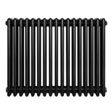 Traditional black 4 column radiator, 600 x 785mm, featuring smooth, rounded edges and a sleek, glossy finish for modern decor