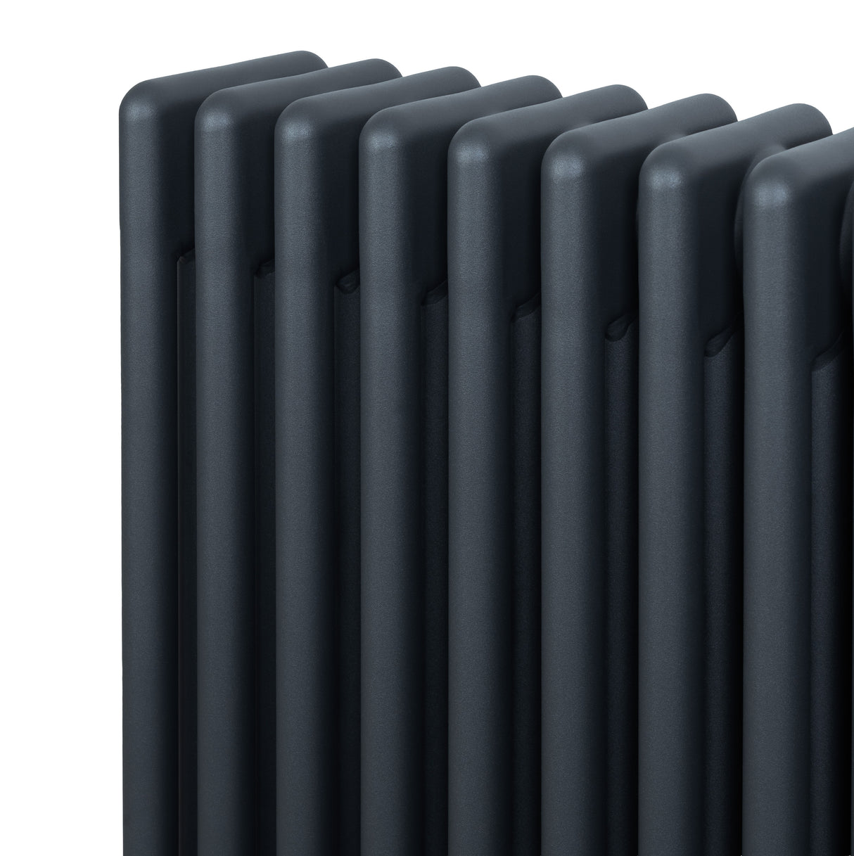 Traditional anthracite grey 4 column radiator with a sleek, modern design, showcasing smooth, matte finish and sturdy construction