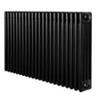 Traditional black 4 column radiator with a sleek, vertical design, featuring a smooth finish and sturdy metal construction, measuring 600 x 1010mm