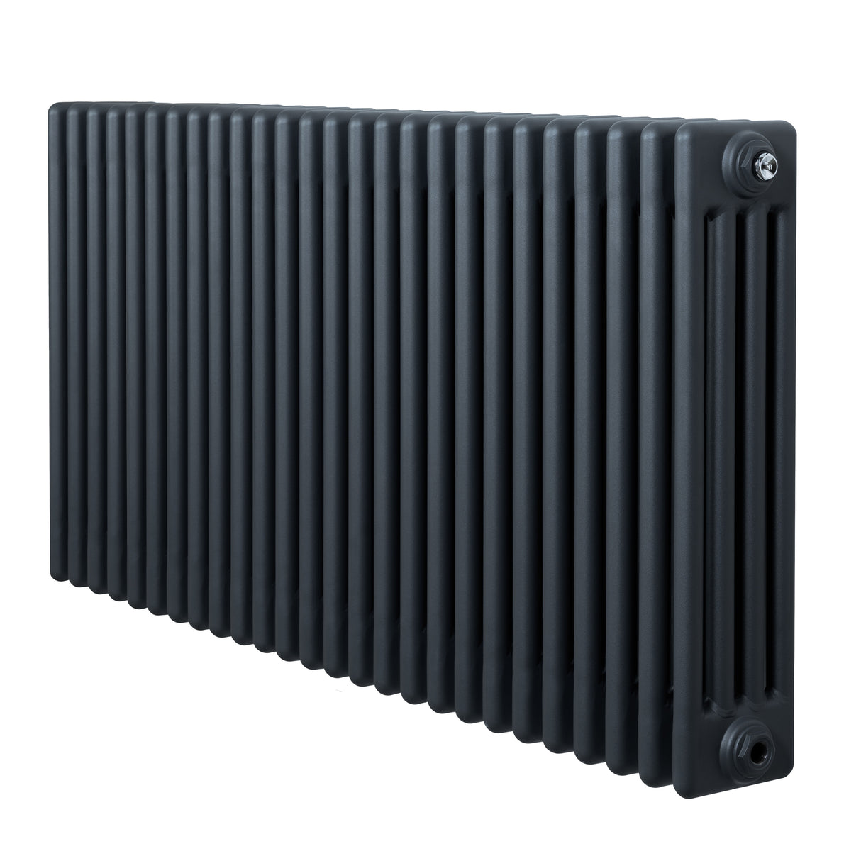 Traditional 4 column radiator in anthracite grey, featuring a sleek, vertical design with a smooth, matte finish and sturdy construction