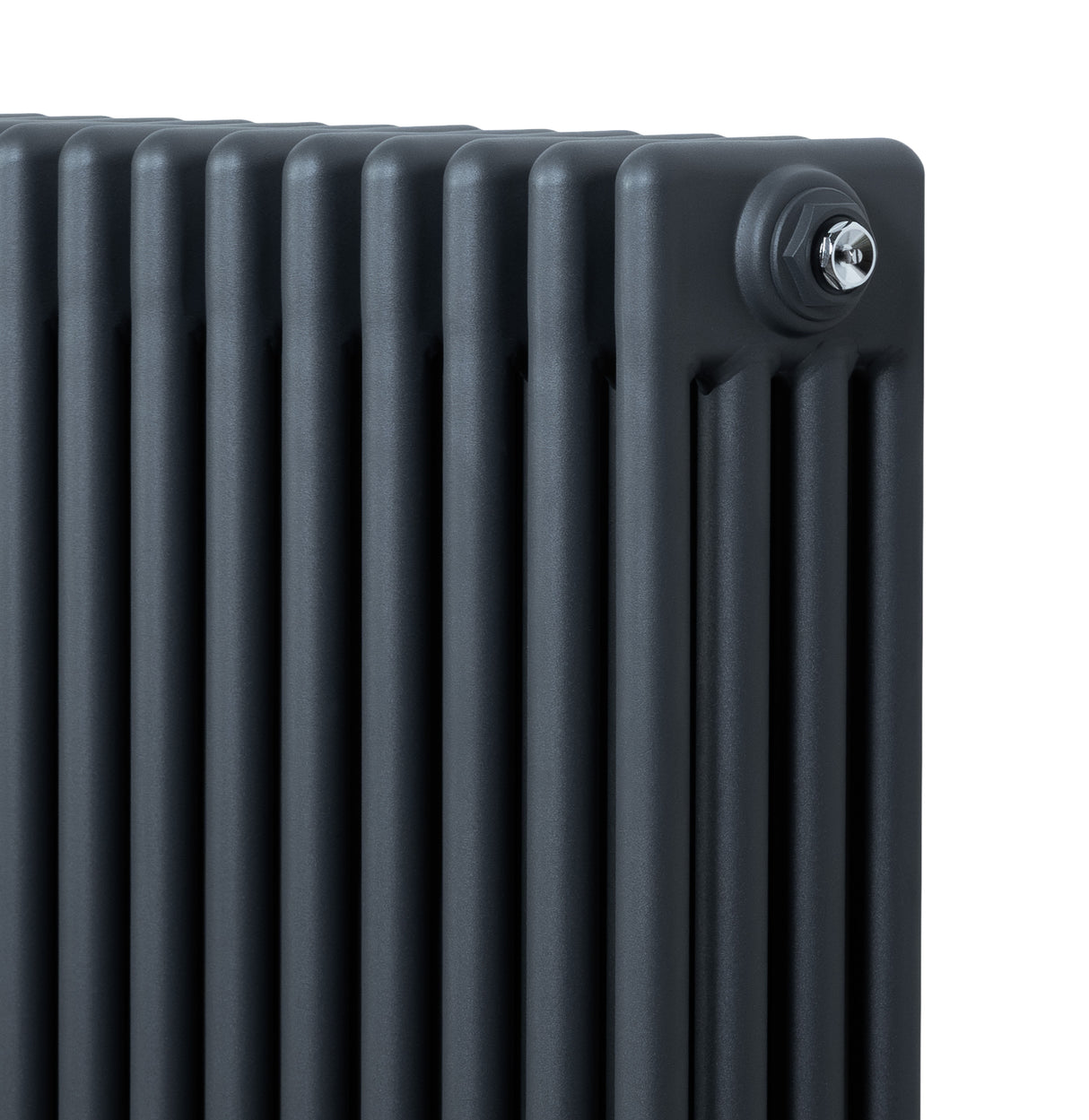 Traditional 4 column radiator in anthracite grey, featuring a sleek, textured finish and a compact design measuring 600 x 1190mm