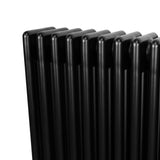 Traditional black 4 column radiator with a sleek, smooth finish, featuring a compact design ideal for modern heating solutions