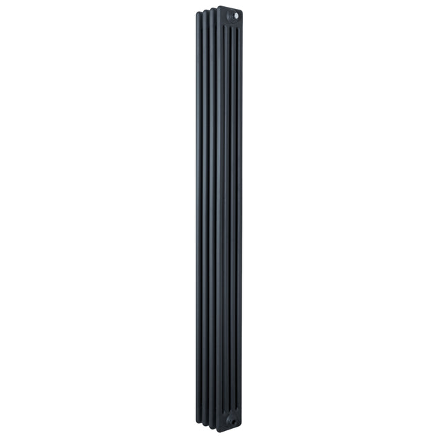 Traditional anthracite grey 4 column radiator, 1800 x 200mm, featuring a sleek vertical design with smooth, textured surfaces