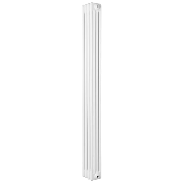 Traditional white 4 column radiator, 1800 x 200mm, featuring a sleek design with vertical lines and a smooth, glossy finish