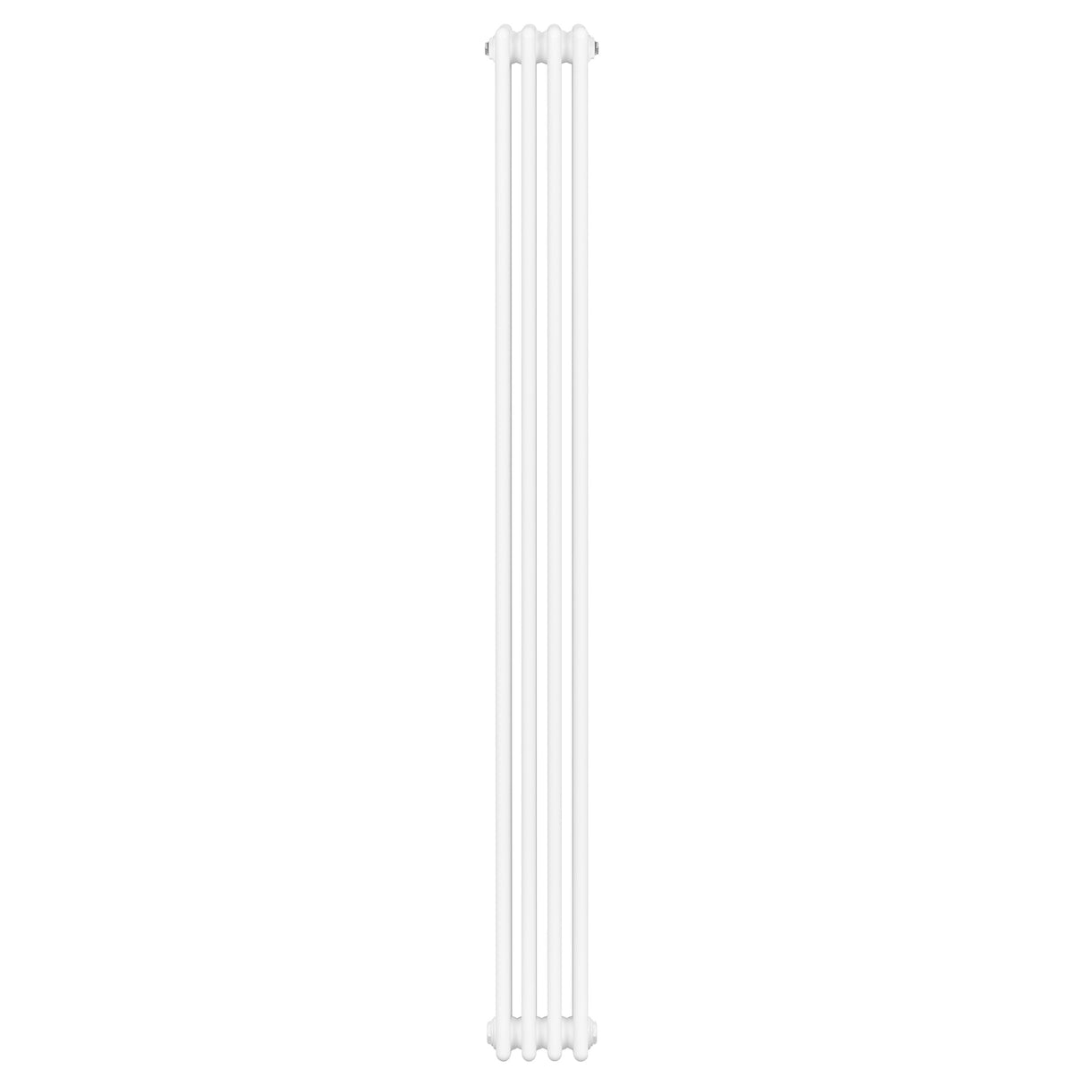 Traditional white 4 column radiator measuring 1800 x 200mm, featuring a sleek, vertical design and smooth, glossy finish