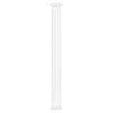 Traditional white 4 column radiator measuring 1800 x 200mm, featuring a sleek, vertical design and smooth, glossy finish