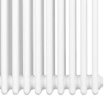 Traditional white 4 column radiator measuring 1800 x 200mm, featuring a smooth, glossy finish and rounded edges for a classic look