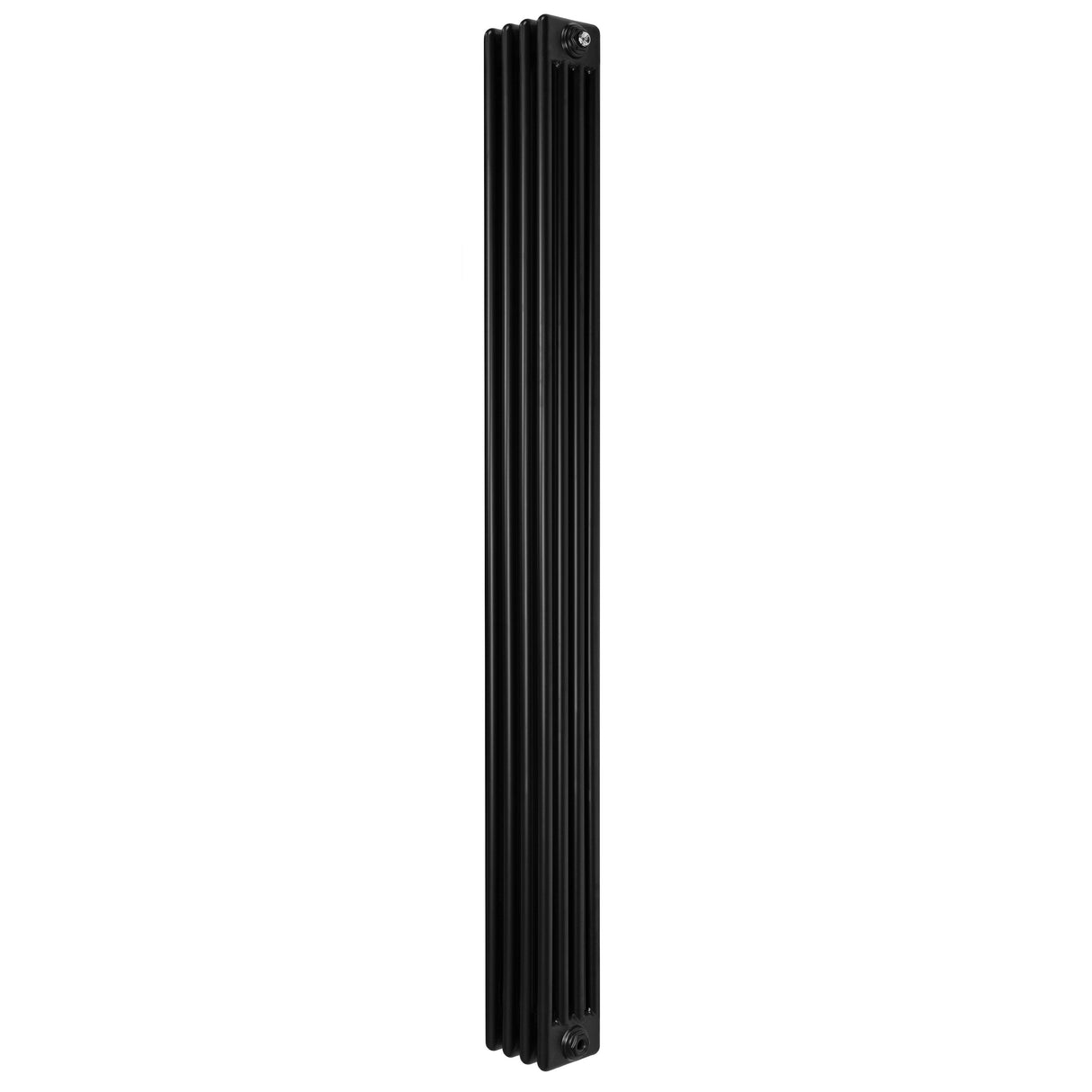 Traditional black 4 column radiator, 1800 x 200mm, featuring a sleek vertical design with smooth, matte finish and sturdy metal construction