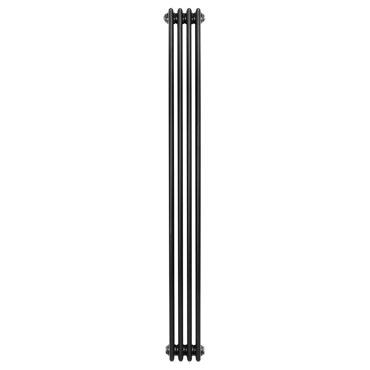 Traditional black 4 column radiator, 1800 x 200mm, featuring a sleek, vertical design with smooth, matte finish and sturdy metal construction