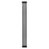 Traditional black 4 column radiator, 1800 x 200mm, featuring a sleek, vertical design with smooth, matte finish and sturdy metal construction