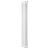 Traditional white 4 column radiator, 1800 x 290mm, featuring a sleek vertical design with smooth, textured surfaces and rounded edges