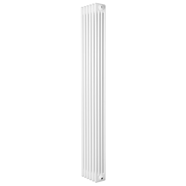 Traditional white 4 column radiator, 1800 x 290mm, featuring a sleek vertical design with smooth, textured surfaces and rounded edges