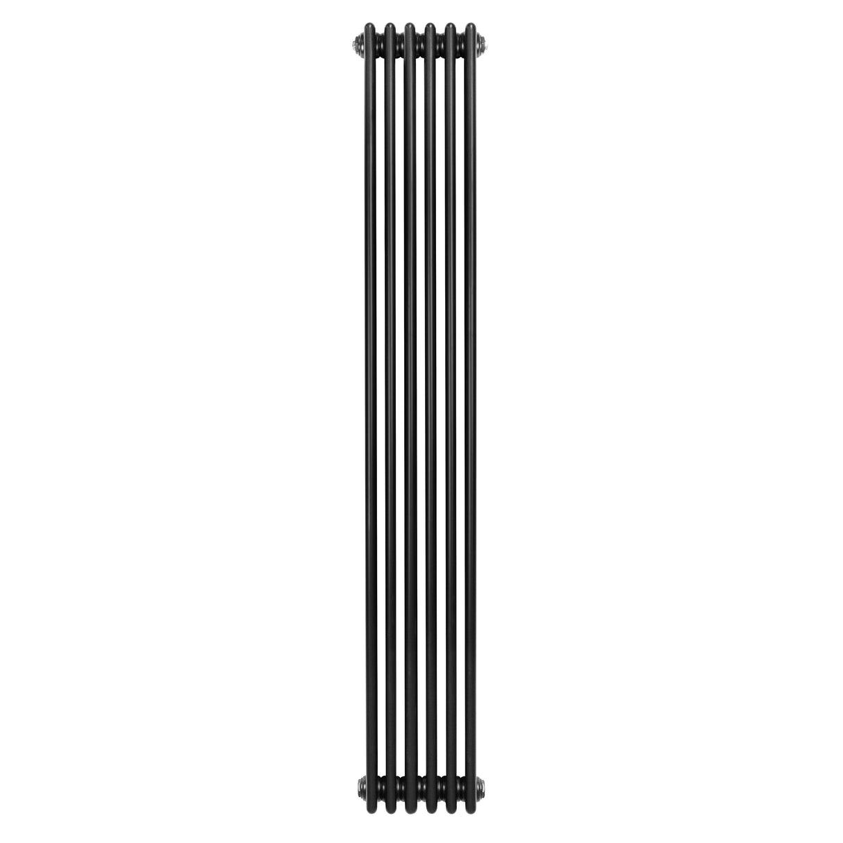 Traditional black 4 column radiator, 1800 x 290mm, featuring a sleek vertical design and smooth, matte finish for modern interiors