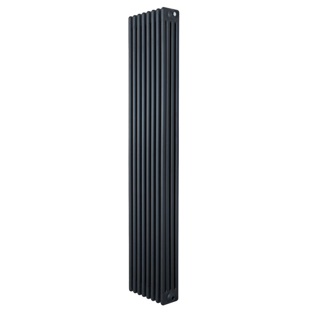 Traditional anthracite grey 4 column radiator, 1800 x 380mm, featuring a sleek vertical design and smooth, textured surface