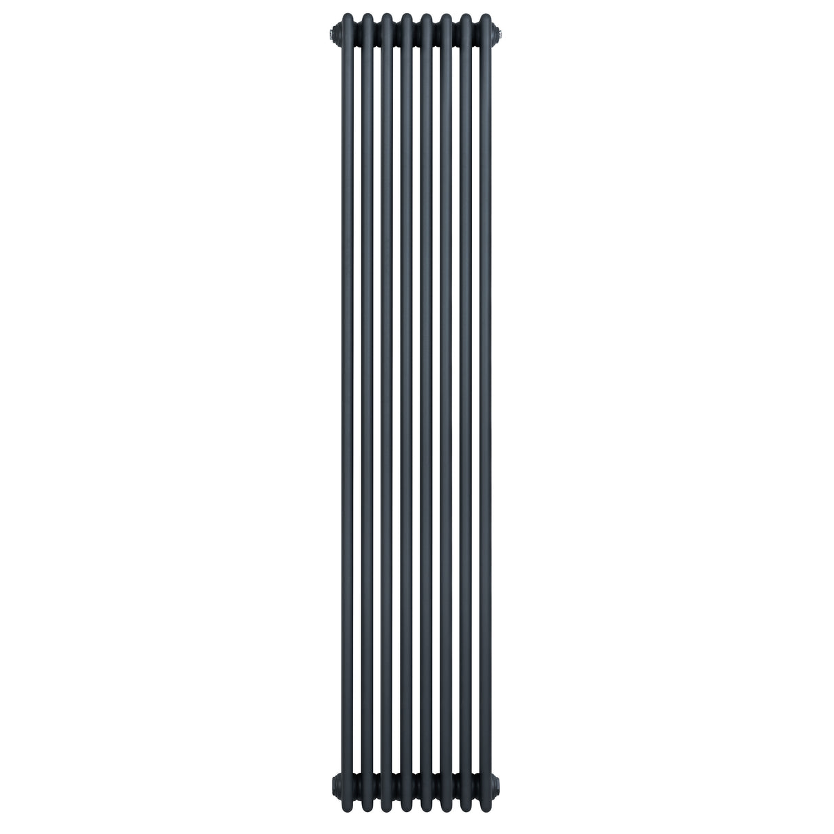Traditional 4 column radiator in anthracite grey, featuring a sleek vertical design with smooth, rounded edges and a modern finish