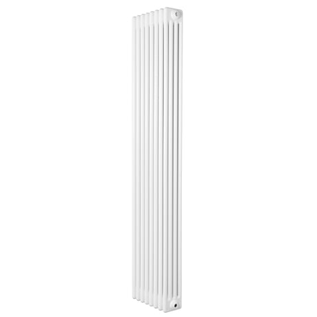 Traditional white 4 column radiator, 1800 x 380mm, featuring a sleek vertical design with smooth, textured surfaces and rounded edges