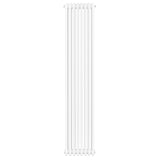 Traditional white 4 column radiator, 1800 x 380mm, featuring a sleek, vertical design with smooth, glossy finish and rounded edges