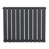 Flat single column radiator in anthracite grey, featuring a sleek, modern design with vertical slats and a smooth matte finish