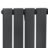 Flat single column radiator in anthracite grey, featuring a sleek, modern design with smooth, matte finish and vertical lines
