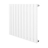 Flat single column radiator in white, measuring 600 x 700mm, featuring sleek vertical bars and a smooth, modern finish