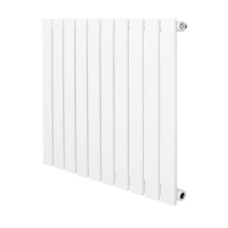 Flat single column radiator in white, measuring 600 x 700mm, featuring sleek vertical bars and a smooth, modern finish